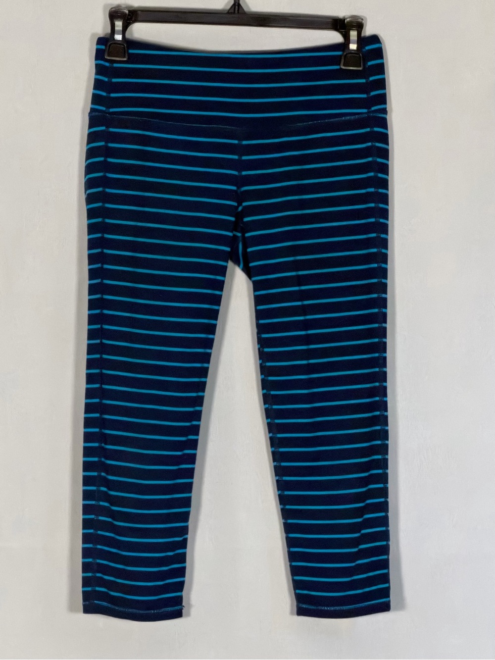Athleta Capri Leggings Small Navy Flash Blue Stripe Yoga